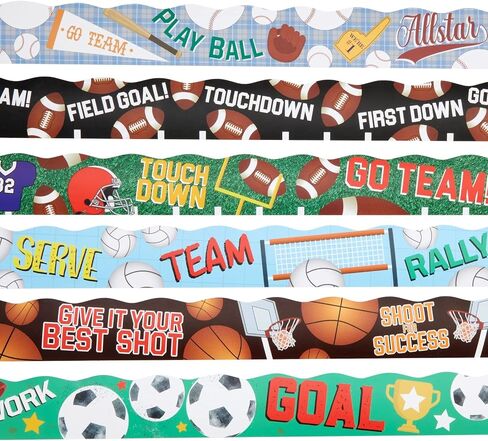 6 Rolls Scalloped Classroom Bulletin Board Borders for Chalkboard Decor, Whiteboard, School Decorations, 6 Designs for Teacher Supplies (78 Trims) in Saudi Arabia