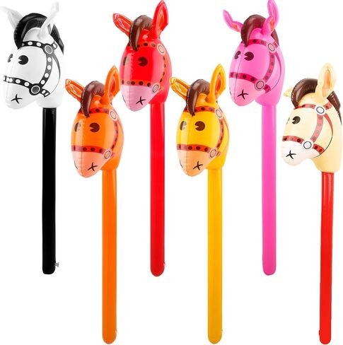 6 pack 40 Inch Inflatable Horse Stick Cute Horsehead Stick Balloon Colorful Inflatable Horsehead Stick Blow Up Pony Stick Toys for Christmas Cowboy Cowgirl Horse Theme Party Decor (Color Set 2) in Saudi Arabia