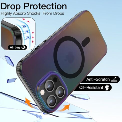 JETech Iridescent Case for iPhone 14 Pro Max 6.7-Inch Compatible with MagSafe, Cute Unique and Aesthetic Design, Colorful Fluorescent Translucent Back Shockproof Phone Cover (Iridescent) in Kuwait