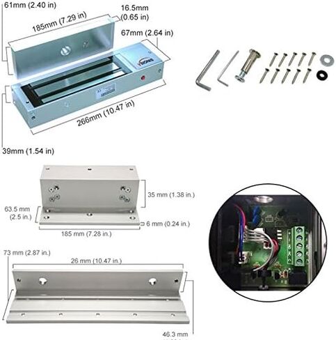 Visionis VIS-7463 One Door Access Control Outswinging Door 600lbs Electromagnetic Lock Kit with Wireless Receiver and Remote Magnetic Lock System with VIS-7030 White Push to Exit Button in Kuwait