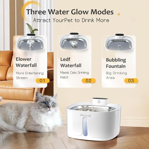 Cat Water Fountain Stainless Steel for Drinking, Pet Water Fountains 3.2L/108 OZ Automatic Water Dispenser Bowl with Filter Pump Spout for Indoor Multiple Pets, Rechargeable Quiet Large in Saudi Arabia