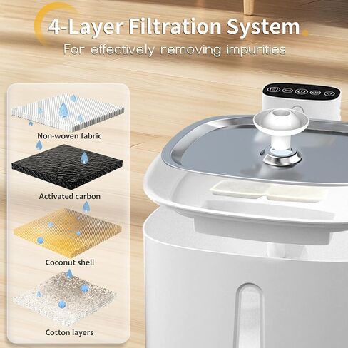 Cat Water Fountain Stainless Steel for Drinking, Pet Water Fountains 3.2L/108 OZ Automatic Water Dispenser Bowl with Filter Pump Spout for Indoor Multiple Pets, Rechargeable Quiet Large in Saudi Arabia