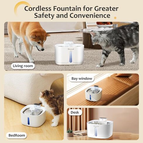 Cat Water Fountain Stainless Steel for Drinking, Pet Water Fountains 3.2L/108 OZ Automatic Water Dispenser Bowl with Filter Pump Spout for Indoor Multiple Pets, Rechargeable Quiet Large in Saudi Arabia