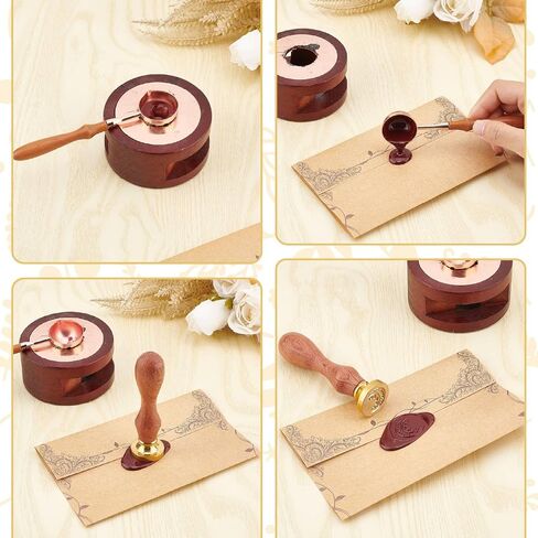 Craspire Snake Wax Seal Stamp Moon Moon Star Retro Sealing Wax Stamp 25mm قابلة للإزالة من النحاس مع مقبض Rosewood for Diy Scrapbooking Wrap Packages Wine Packages in Kuwait
