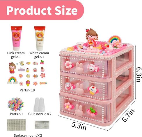 Cream Glue Kit, DIY Decoden Cream, Bring A Storage Box and Some Resin Decorations, Very Suitable for Handmade Crafts and Decorations in Saudi Arabia