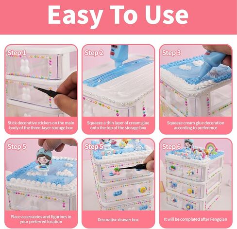 Cream Glue Kit, DIY Decoden Cream, Bring A Storage Box and Some Resin Decorations, Very Suitable for Handmade Crafts and Decorations in Saudi Arabia