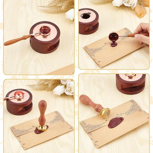 CRASPIRE Heart Sealing Wax Stamp Hearts Wax Seal Stamps 25mm Retro Vintage Removable Golden Brass Stamp Head with Rosewood Handle for Valentine's Day Birthday Invitation Card Wrapping Party Decors in Kuwait