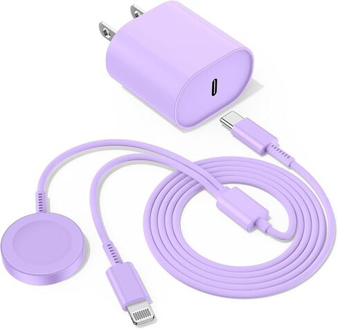 Upgraded for Apple Watch Charger, 2 in 1 USB C Magnetic iWatch Charger Cord & USB-C to L Cable 3FT with Type C Block, Fast Charging i-Watch Series Ultra/9/8/7/6/SE/5, for Phone 14/13/12 Series-Black in Saudi Arabia