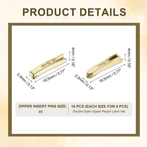 uxcell 8Set Double Open Zipper Repair Latch Kits, #8 Copper Insert Pins Zipper Stopper for Bags Coats Jackets Zippers Repairing Replacement, Bronze in Saudi Arabia