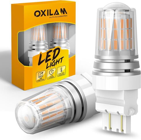 OXILAM 2023 ترقية 7443 7440 LED لمبة كهرمانية مع مروحة، CANBUS خالية من الأخطاء، 4000LM 600% أكثر سطوعًا، ضوء إشارة الانعطاف مضاد للفلاش المفرط، T20 7441 W21W WY21W 7440NA استبدال لمبة الوامض (حزمة من 2) in Kuwait