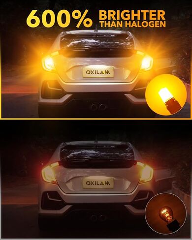 OXILAM 2023 ترقية 7443 7440 LED لمبة كهرمانية مع مروحة، CANBUS خالية من الأخطاء، 4000LM 600% أكثر سطوعًا، ضوء إشارة الانعطاف مضاد للفلاش المفرط، T20 7441 W21W WY21W 7440NA استبدال لمبة الوامض (حزمة من 2) in Kuwait