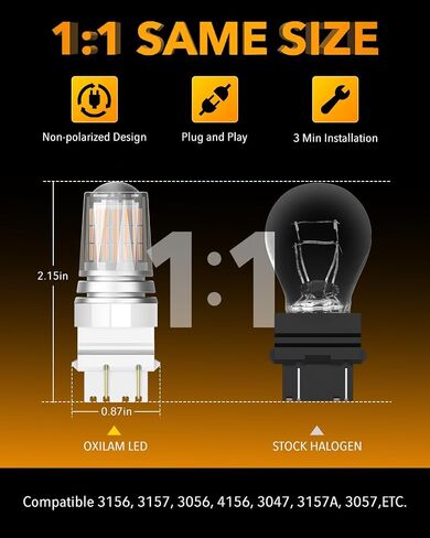 OXILAM 2023 ترقية 7443 7440 LED لمبة كهرمانية مع مروحة، CANBUS خالية من الأخطاء، 4000LM 600% أكثر سطوعًا، ضوء إشارة الانعطاف مضاد للفلاش المفرط، T20 7441 W21W WY21W 7440NA استبدال لمبة الوامض (حزمة من 2) in Kuwait