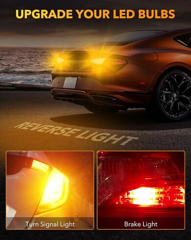 OXILAM 2023 ترقية 7443 7440 LED لمبة كهرمانية مع مروحة، CANBUS خالية من الأخطاء، 4000LM 600% أكثر سطوعًا، ضوء إشارة الانعطاف مضاد للفلاش المفرط، T20 7441 W21W WY21W 7440NA استبدال لمبة الوامض (حزمة من 2) in Kuwait
