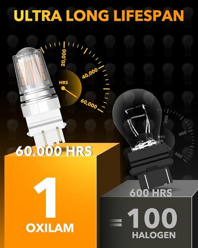 OXILAM 2023 ترقية 7443 7440 LED لمبة كهرمانية مع مروحة، CANBUS خالية من الأخطاء، 4000LM 600% أكثر سطوعًا، ضوء إشارة الانعطاف مضاد للفلاش المفرط، T20 7441 W21W WY21W 7440NA استبدال لمبة الوامض (حزمة من 2) in Kuwait