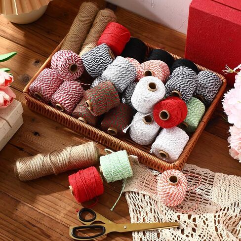 Treela 30 Rolls Colourful Bakers Twine for Crafts 2mm Cotton String Craft String Wrapping Wedding Home Decor Gardening in Saudi Arabia