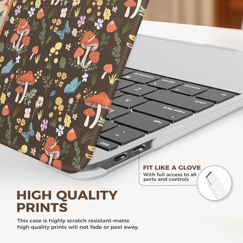 iCasso for MacBook Air 13 inch Case 2021 2020 2019 2018 Release A2337 M1 A2179 A1932, Flower Hard Shell Protective Case for MacBook Air 13.3 inch + Keyboard Cover + Screen Film, Brown in Saudi Arabia