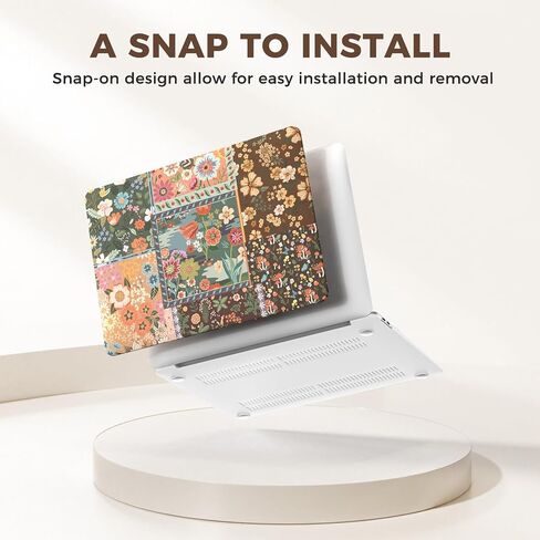 iCasso for MacBook Air 13 inch Case 2021 2020 2019 2018 Release A2337 M1 A2179 A1932, Flower Hard Shell Protective Case for MacBook Air 13.3 inch + Keyboard Cover + Screen Film, Brown in Saudi Arabia