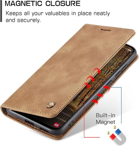 QLTYPRI Case for Samsung Galaxy S25, Vintage PU Leather Wallet Case Card Slot Kickstand Magnetic Closure Shockproof Flip Folio Case Cover for Samsung Galaxy S25 - Black in Saudi Arabia