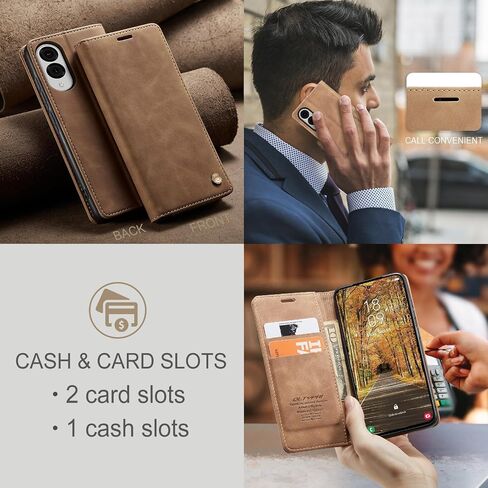 QLTYPRI Case for Samsung Galaxy S25, Vintage PU Leather Wallet Case Card Slot Kickstand Magnetic Closure Shockproof Flip Folio Case Cover for Samsung Galaxy S25 - Black in Saudi Arabia