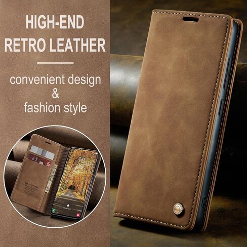 QLTYPRI Case for Samsung Galaxy S25, Vintage PU Leather Wallet Case Card Slot Kickstand Magnetic Closure Shockproof Flip Folio Case Cover for Samsung Galaxy S25 - Black in Saudi Arabia