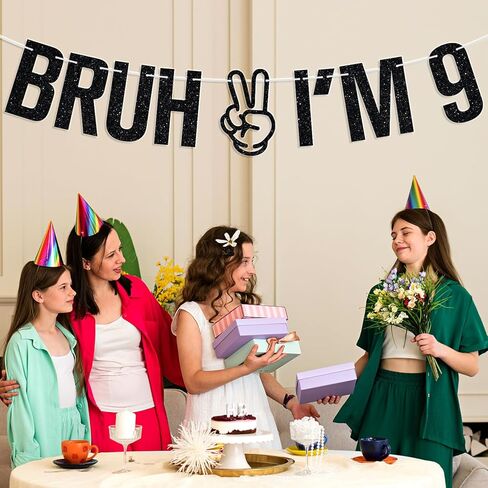 Bruh I'm 14 Banner, Official Teenager, Bro I'm 14, Hello Forteen, Happy 14th Birthday Party Decorations Supplies for Boy Girl, Black Glitter in Saudi Arabia
