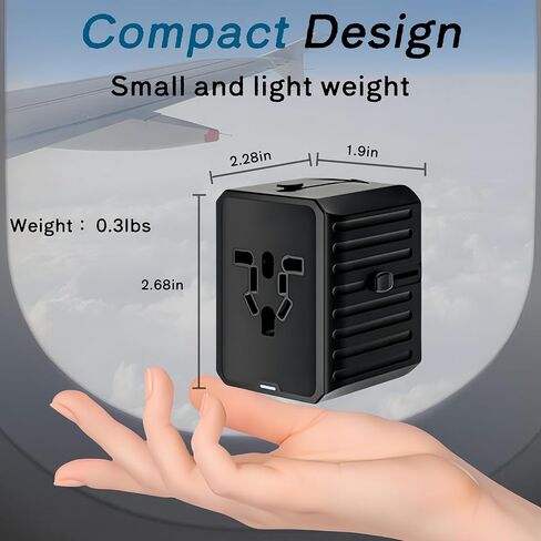 Universal Travel Adapter, Power Adapter Travel Charger w/QC 3.0 USB Port and PD 30W Fast Charger, International Plug Adapter, Outlet Converter Worldwide US to Europe EU AU UK US in Saudi Arabia