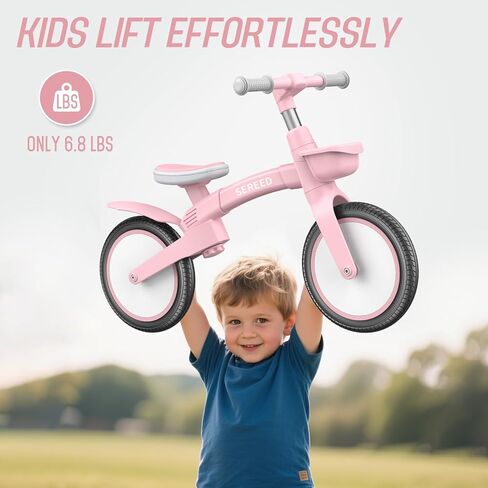 Sereed Toddler Balance Bike Bike 2 Year ، 12 Ingable Kids Bike Toy مع سلة ، هدية عيد ميلاد لـ Age 2 3 4 5 Boys Girls ، Assembly Free Tools ، No Pedal (Pink) in Kuwait