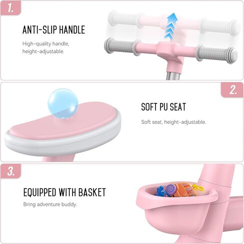 Sereed Toddler Balance Bike Bike 2 Year ، 12 Ingable Kids Bike Toy مع سلة ، هدية عيد ميلاد لـ Age 2 3 4 5 Boys Girls ، Assembly Free Tools ، No Pedal (Pink) in Kuwait