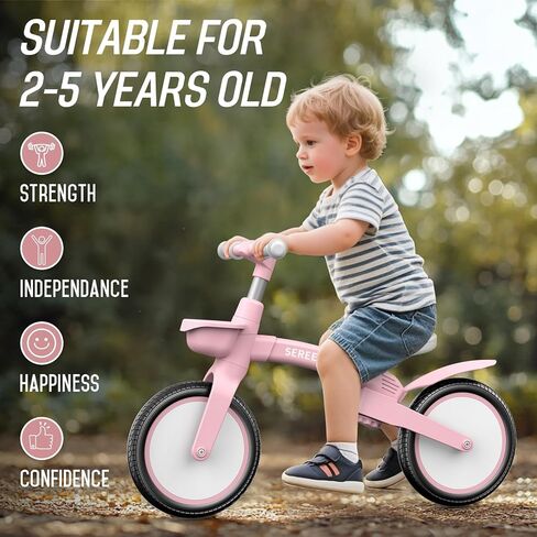 Sereed Toddler Balance Bike Bike 2 Year ، 12 Ingable Kids Bike Toy مع سلة ، هدية عيد ميلاد لـ Age 2 3 4 5 Boys Girls ، Assembly Free Tools ، No Pedal (Pink) in Kuwait