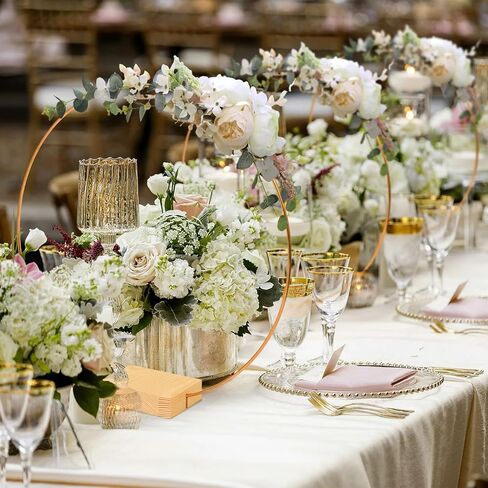 25PCS 12 Inch Metal Floral Hoop Centerpiece with Stand, Silver Macrame Rings Wedding Centerpiece Table Decorations with 25PCS Stand, DIY Dried Flower Wreath for Party Table Decor Dream Catcher in Saudi Arabia