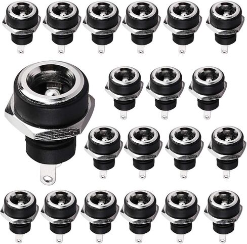 5.5x2.1mm 2 Pins DC Power Jack Female Panel Mounting Connector Socket 20 Pieces in Kuwait
