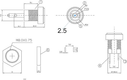 5.5x2.1mm 2 Pins DC Power Jack Female Panel Mounting Connector Socket 20 Pieces in Kuwait