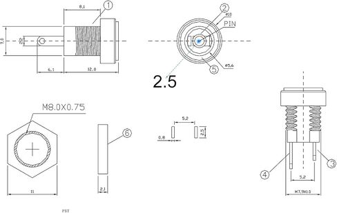 5.5x2.1mm 2 Pins DC Power Jack Female Panel Mounting Connector Socket 20 Pieces in Kuwait