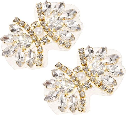 uxcell Crystal Rhinestone Applique with Beads, Butterfly Handmade Sewing Hot Fix Applique for Bridal Wedding Dress Belt Shoes Decoration in Saudi Arabia