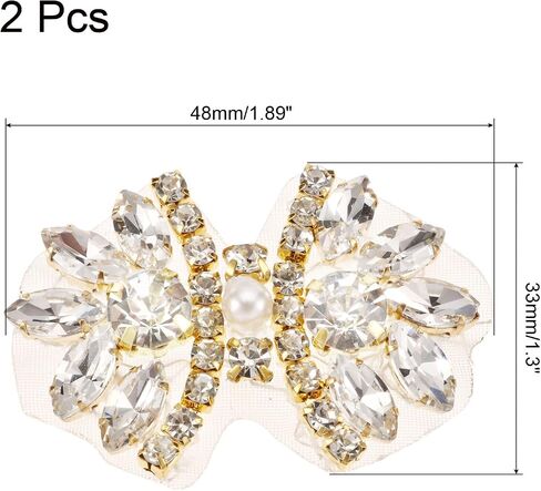 uxcell Crystal Rhinestone Applique with Beads, Butterfly Handmade Sewing Hot Fix Applique for Bridal Wedding Dress Belt Shoes Decoration in Saudi Arabia
