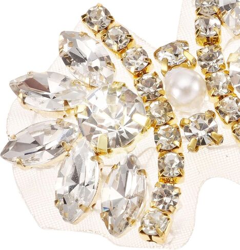 uxcell Crystal Rhinestone Applique with Beads, Butterfly Handmade Sewing Hot Fix Applique for Bridal Wedding Dress Belt Shoes Decoration in Saudi Arabia