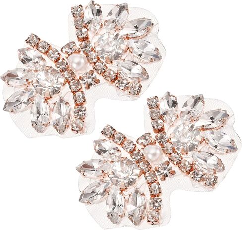 uxcell Crystal Rhinestone Applique with Beads, Butterfly Handmade Sewing Hot Fix Applique for Bridal Wedding Dress Belt Shoes Decoration in Saudi Arabia