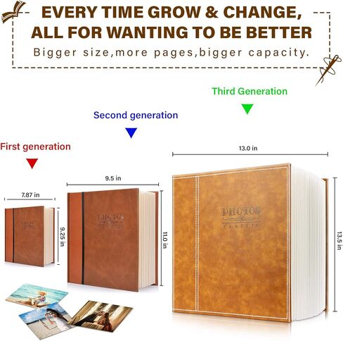 Magnetic Self-Stick Page Photo Album,Leather Cover,Holds 4X6,5X7,6X8,8X10,10X12 of Photos,Suitable for Anniversary Albums,Wedding Photo Album,Baby Growth,Family Album. in Kuwait