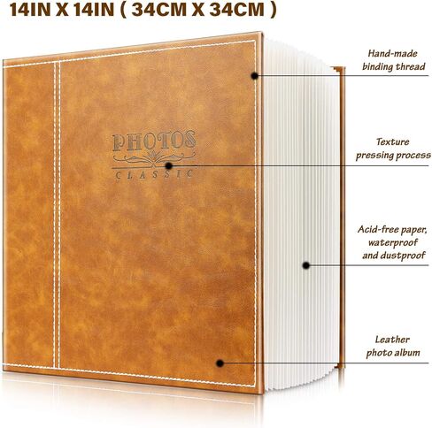 Magnetic Self-Stick Page Photo Album,Leather Cover,Holds 4X6,5X7,6X8,8X10,10X12 of Photos,Suitable for Anniversary Albums,Wedding Photo Album,Baby Growth,Family Album. in Kuwait