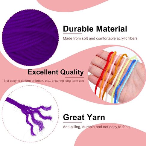 MECCANIXITY 1PCS Crocheting Yarn,Dark Purple 4 Ply Acrylic Yarn 50g Sport Weight Yarns Bulk Soft and Fluffy Yarns for Knitting DIY Crochet Handicraft Blankets Gift,98 Yards in Kuwait