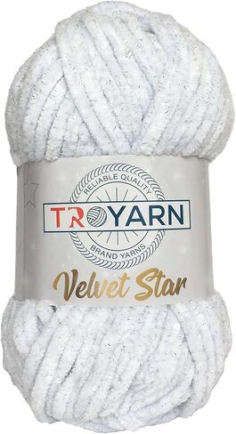 Troyarn Velvet Star (3- Skeins Pack) Glitter Glitter Chenille Baby Blanting Yarn amigurumi yarn for crocheting and knitting super bulky 3x100 gr (3x120 yds) (10447 - grass ، 3 skein) in Kuwait