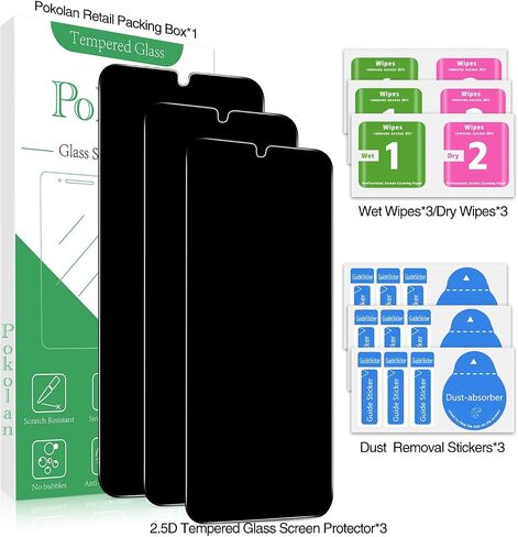 Pokolan (3 Pack) Designed for Samsung Galaxy A16 5G Tempered Glass Screen Protector, Anti Scratch, Bubble Free in Kuwait