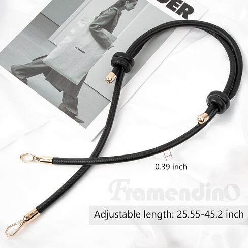 Framendino, Adjustable Leather Purse Strap Bag Replacement with Metal Buckles for Shoulder Cross Body (Black) in Saudi Arabia