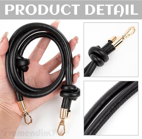 Framendino, Adjustable Leather Purse Strap Bag Replacement with Metal Buckles for Shoulder Cross Body (Black) in Saudi Arabia