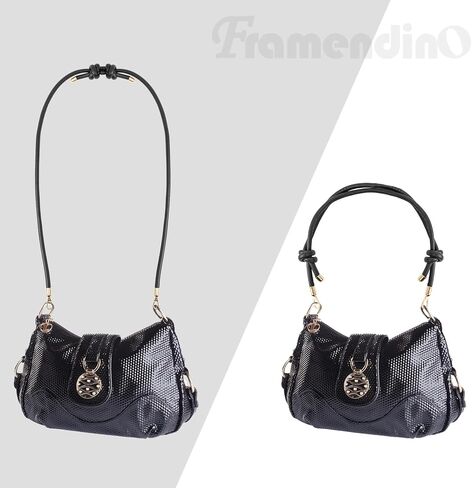 Framendino, Adjustable Leather Purse Strap Bag Replacement with Metal Buckles for Shoulder Cross Body (Black) in Saudi Arabia