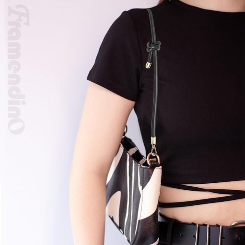 Framendino, Adjustable Leather Purse Strap Bag Replacement with Metal Buckles for Shoulder Cross Body (Black) in Saudi Arabia