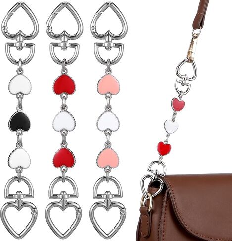 Operitacx 3pcs Heart-Shaped Bag Extender Chain Strap for Handbags Decorative Purse Chain with Unique Design Crossbody Underarm Style Present for Friends Special Occasions in Saudi Arabia