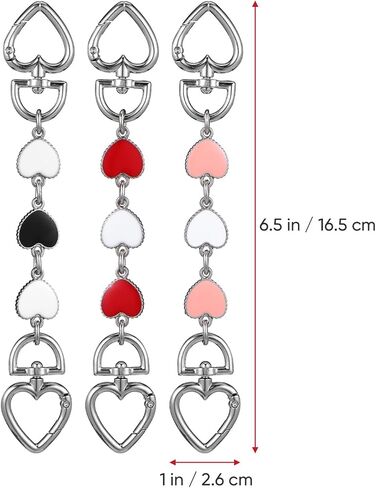 Operitacx 3pcs Heart-Shaped Bag Extender Chain Strap for Handbags Decorative Purse Chain with Unique Design Crossbody Underarm Style Present for Friends Special Occasions in Saudi Arabia