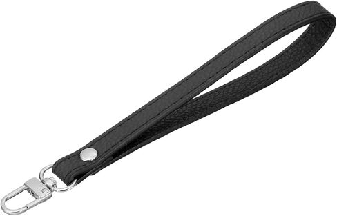 PATIKIL Leather Wristlet Strap, PU Leather Wristlet Keychain Strap Hand Wrist Lanyard Replacement for Women Wallet Clutch Purse Phone Car Key Handbags Accessory, Black in Saudi Arabia