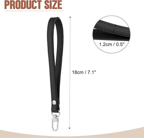 PATIKIL Leather Wristlet Strap, PU Leather Wristlet Keychain Strap Hand Wrist Lanyard Replacement for Women Wallet Clutch Purse Phone Car Key Handbags Accessory, Black in Saudi Arabia
